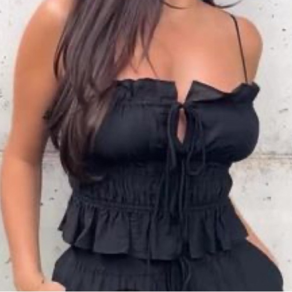 Dynamite Black Ruffle Tank Top